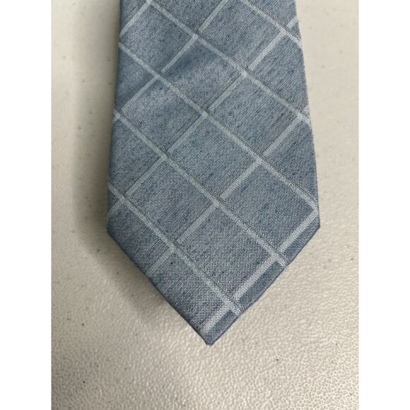 Calvin Klein Gray Plaid Pattern Silk Blend Slim Designer Tie NWT - Picture 2 of 7